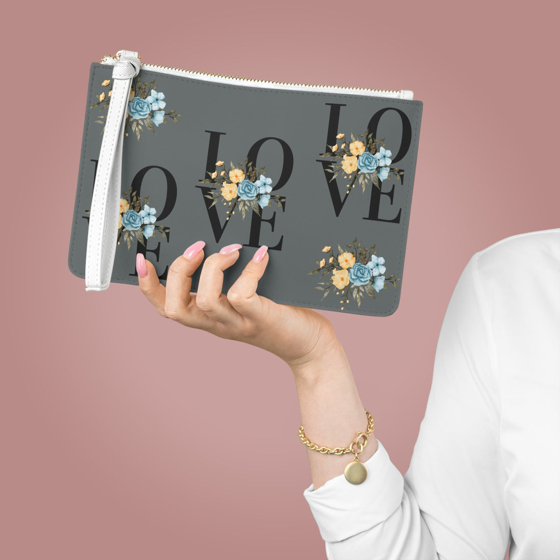 Love Typography Clutch Bag