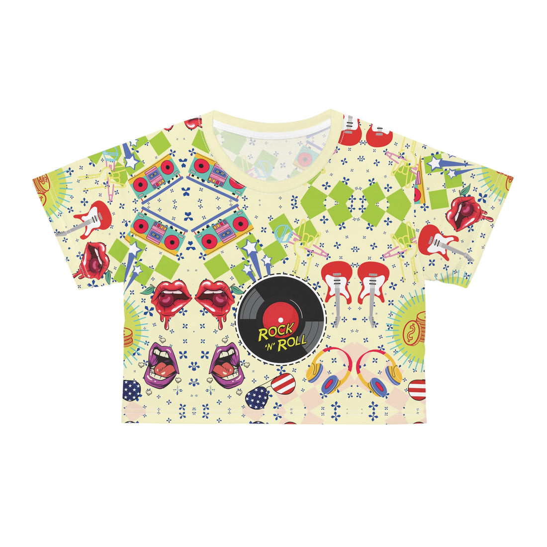 Rock N' Roll AOP Crop Tee