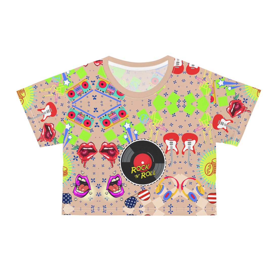 Rock N' Roll AOP Crop Tee