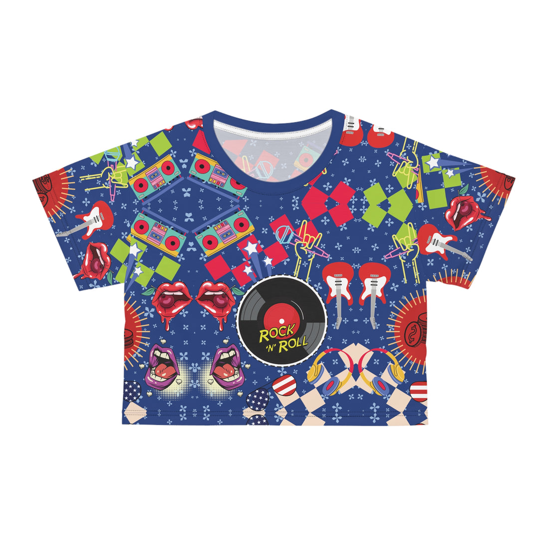 Rock N' Roll AOP Crop Tee