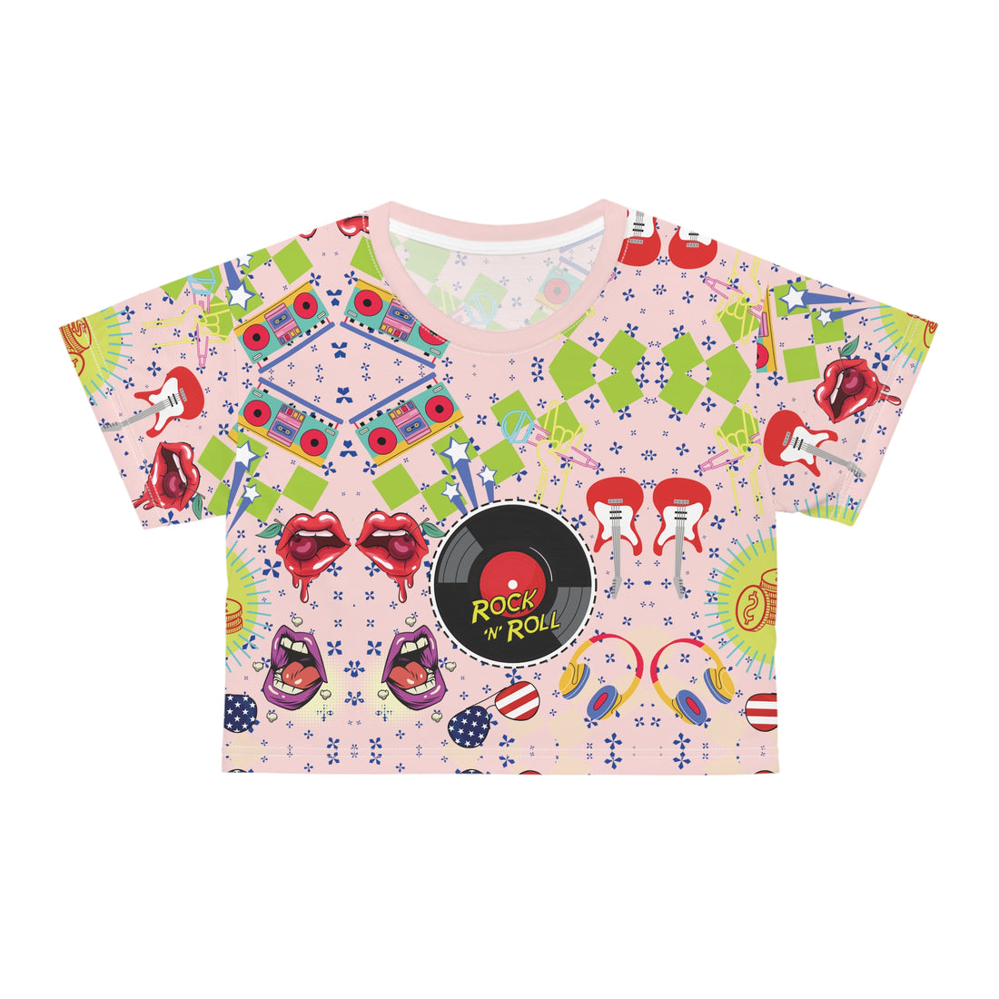 Rock N' Roll AOP Crop Tee