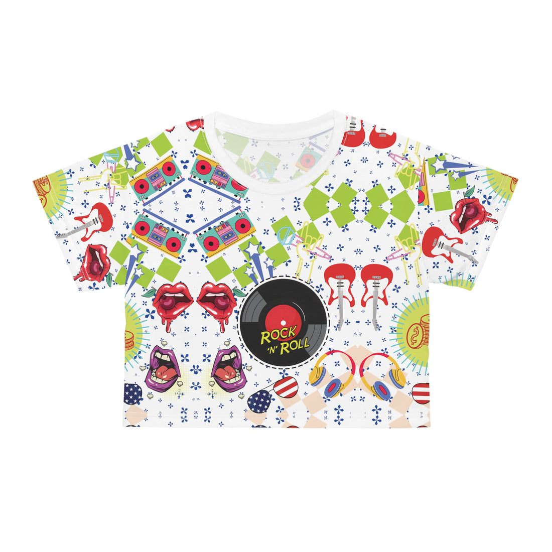 Rock N' Roll AOP Crop Tee
