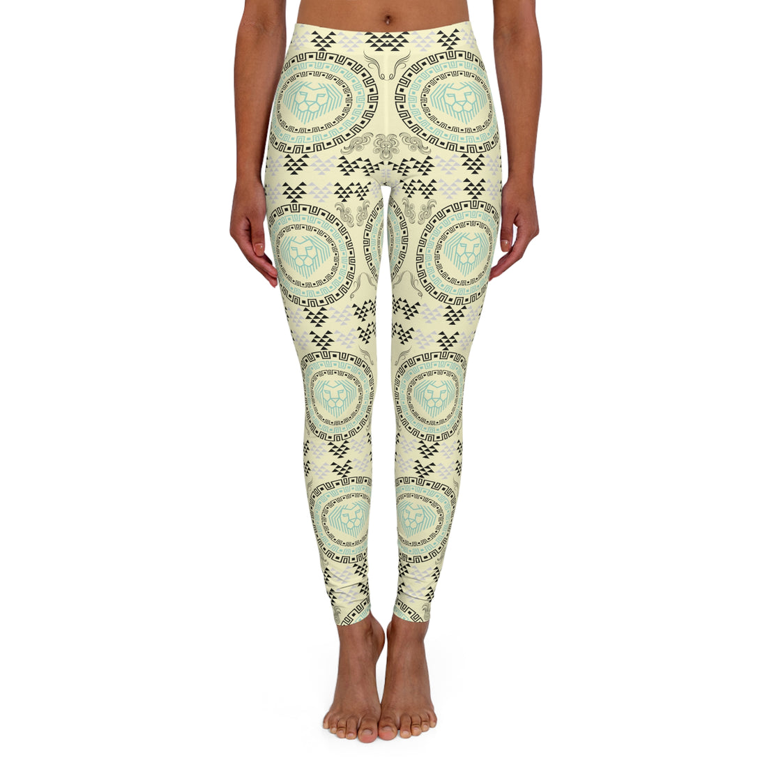 Cream Lion Head Racerback Sports Bra & Spandex Legging Bundle