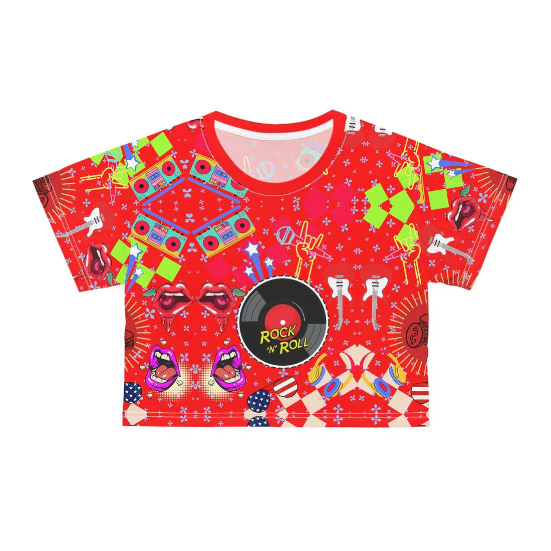 Rock N' Roll AOP Crop Tee