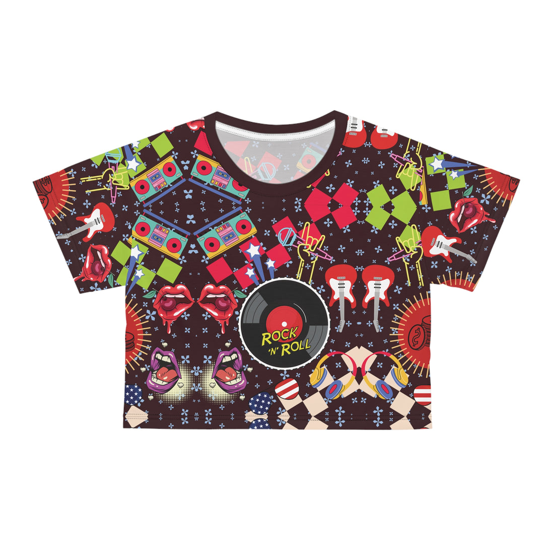 Rock N' Roll AOP Crop Tee