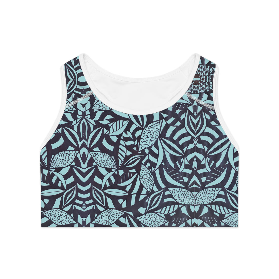 Icy Blue Tropical Minimalist Racerback Sports Bra & Spandex Legging Bundle