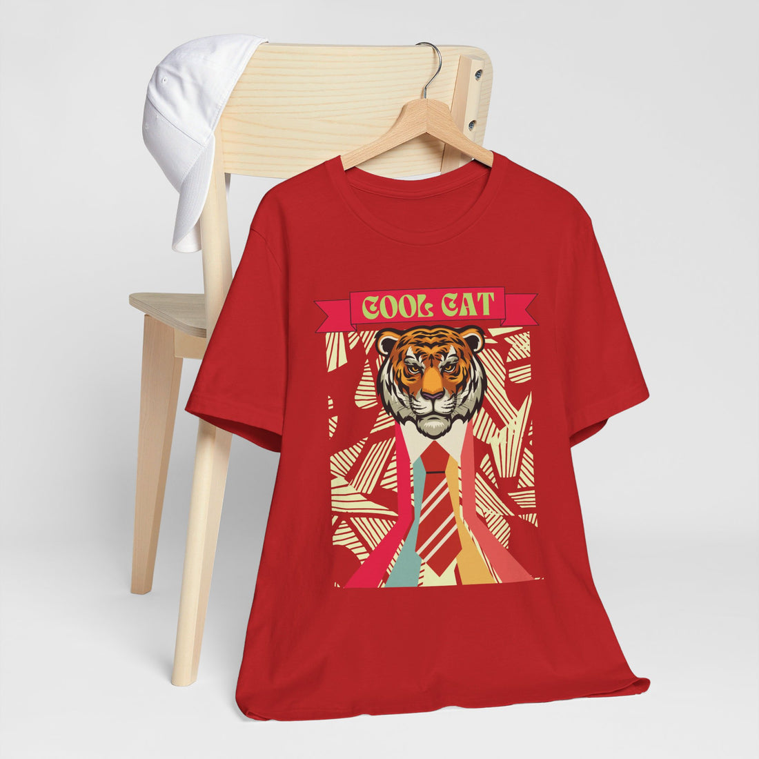 Red Cool Cat Unisex Jersey Tee & Red Geo Lion Head Board Shorts Combo Pack