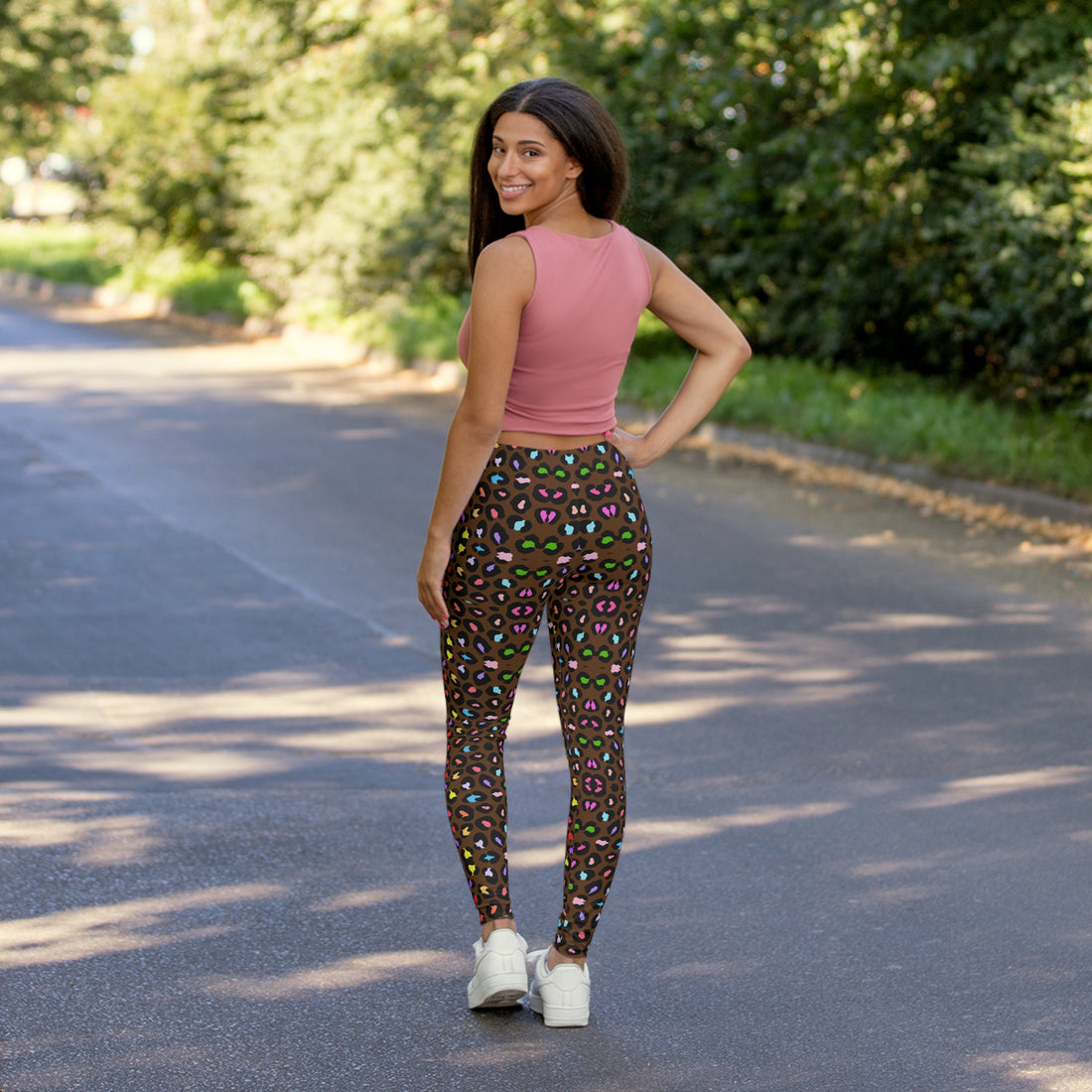 Multi Colour Cheetah Print Spandex Leggings