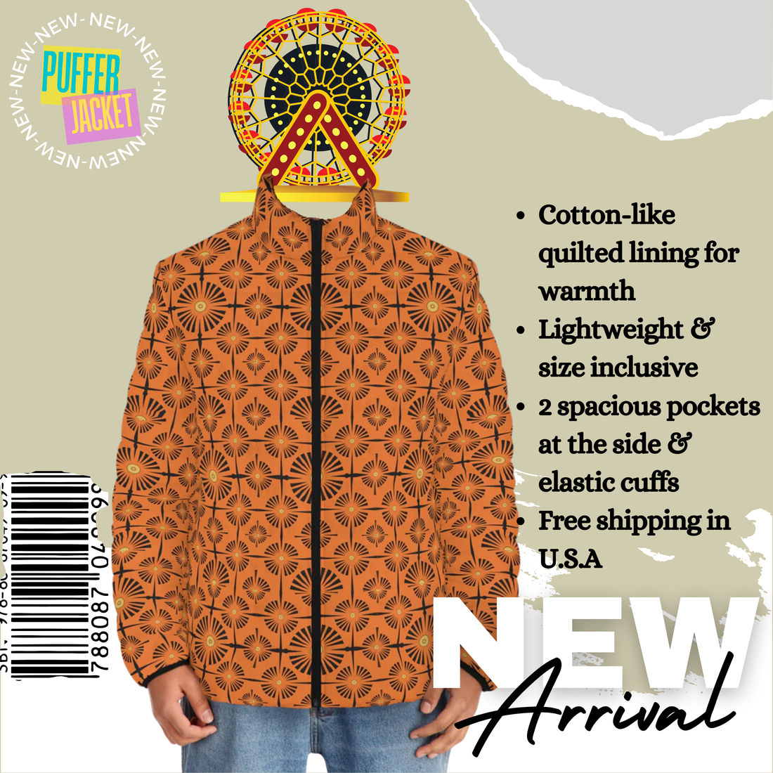 Flame Wheels & Spokes Men's Puffer Jacket