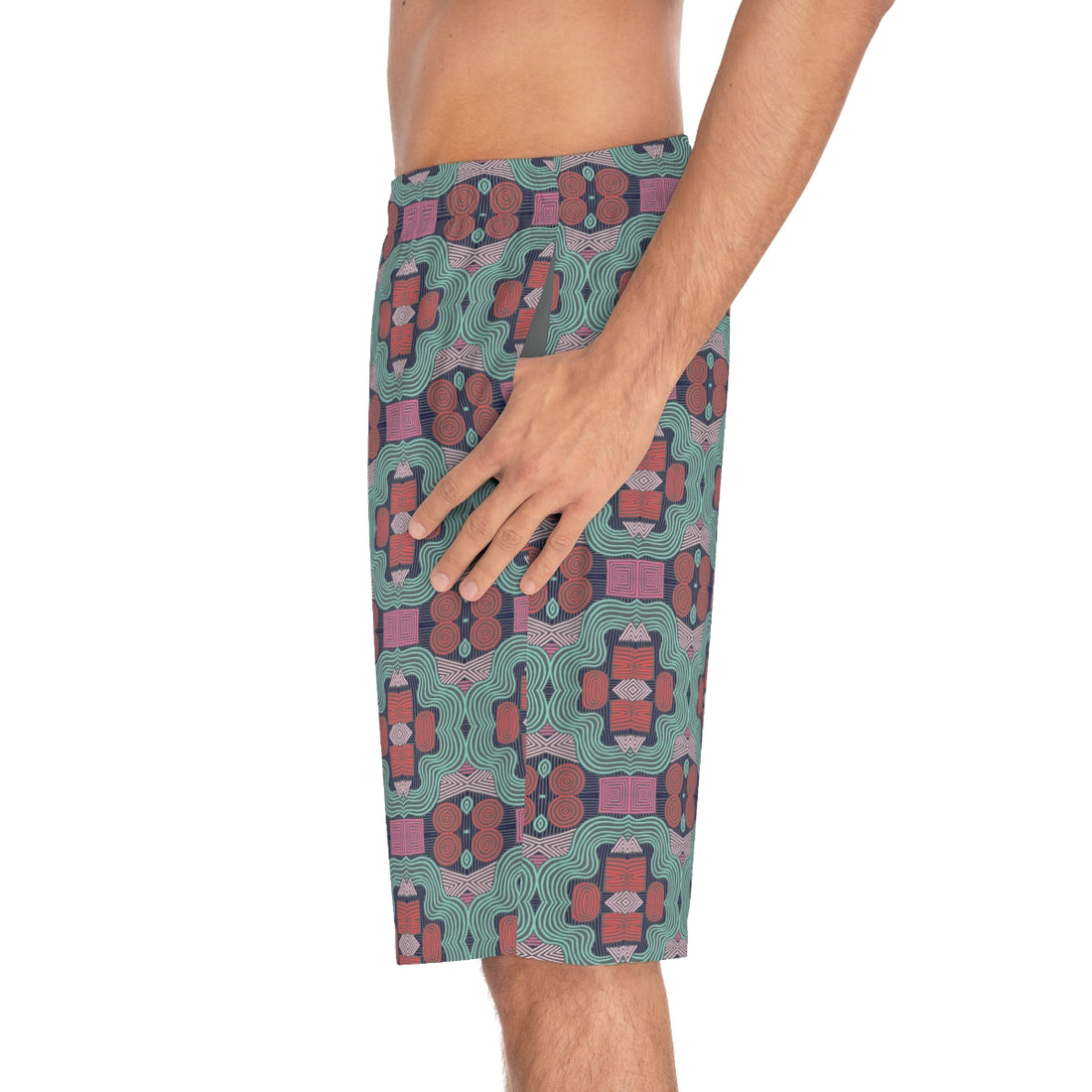 Ash Geometric Print Men's Board Shorts (AOP)