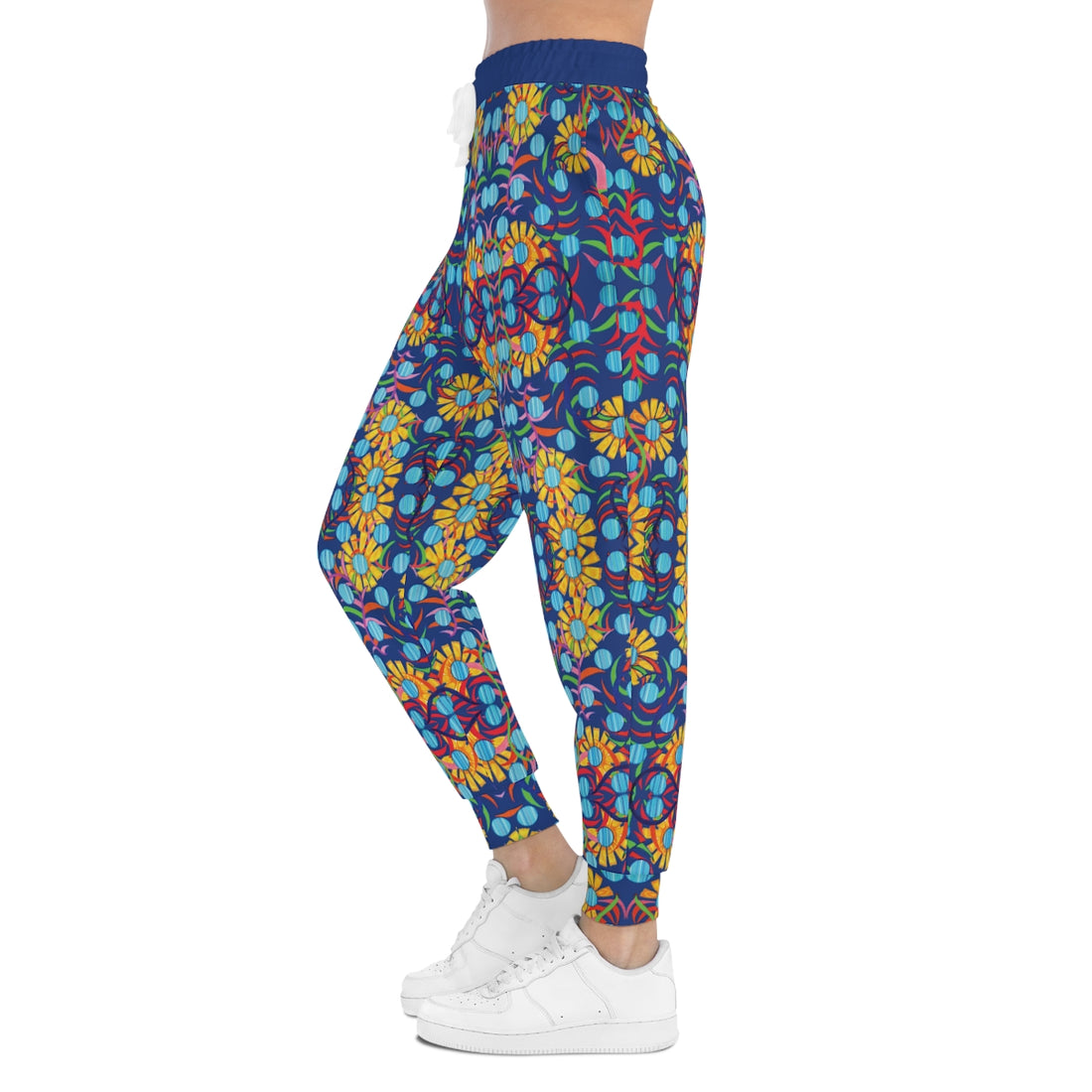 Blue AOP Sunflower Print Joggers