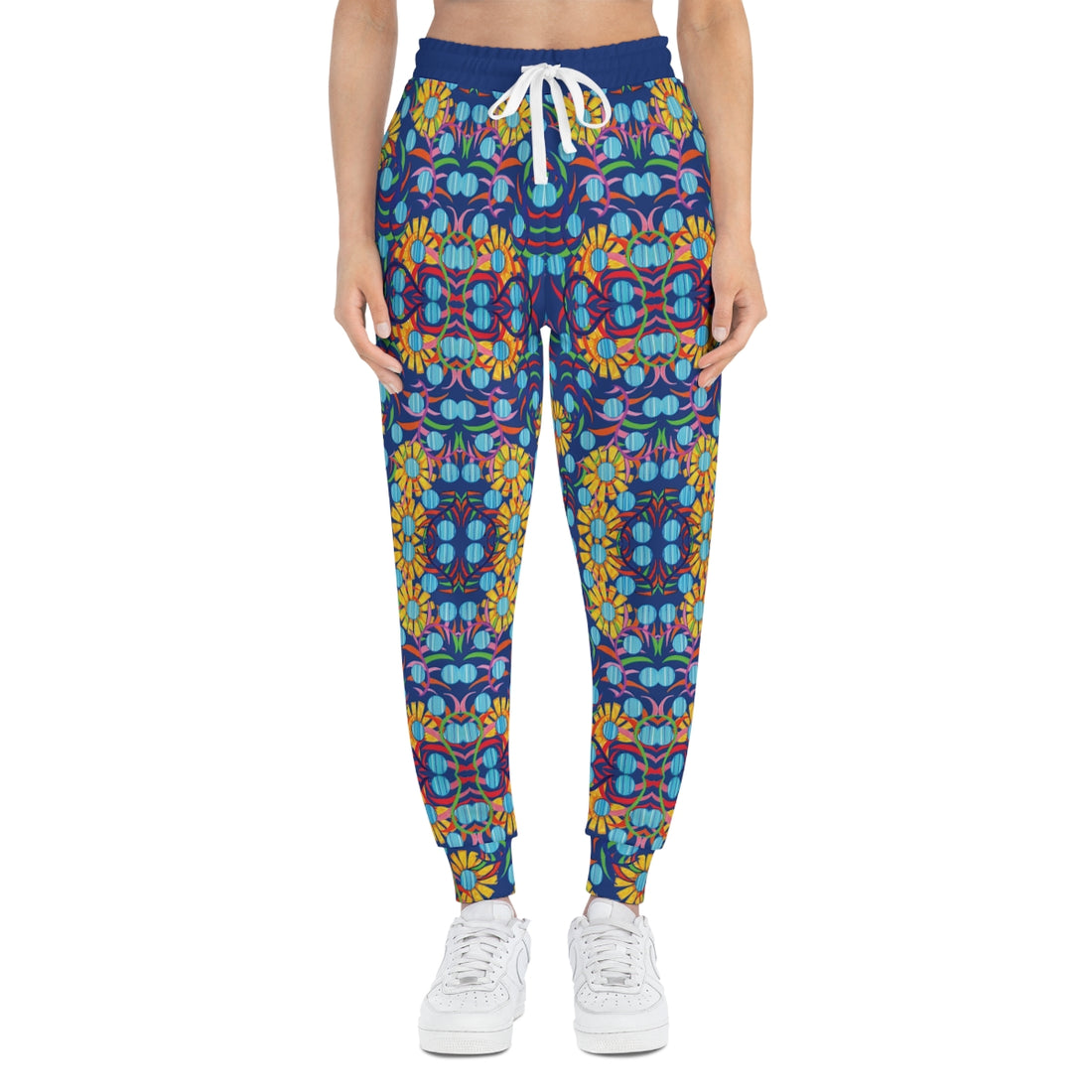 Blue AOP Sunflower Print Joggers