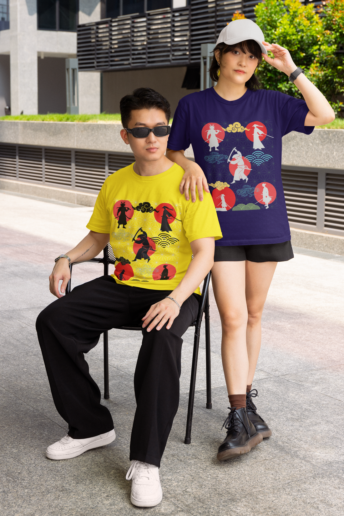 Samurai Unisex Jersey Tee & Oriental Clouds B.B Shorts Combo Pack