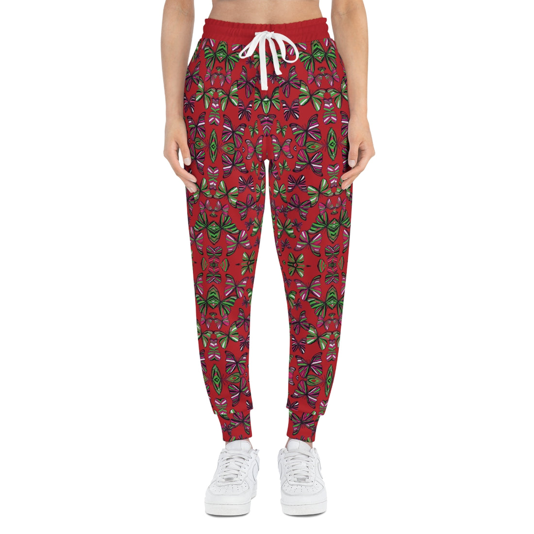 Deep Red Butterflies Kaleidoscope AOP Joggers