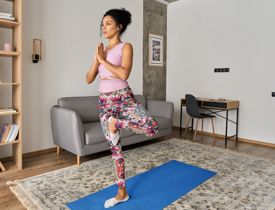 Pale Pink Graphic Floral Sports Bra & Yoga Legging Bundle