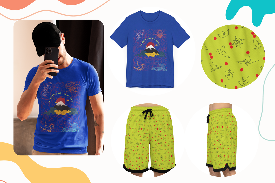 Blue Orient Memories Jersey Tee & Lime Origami B.B. Shorts Combo Pack