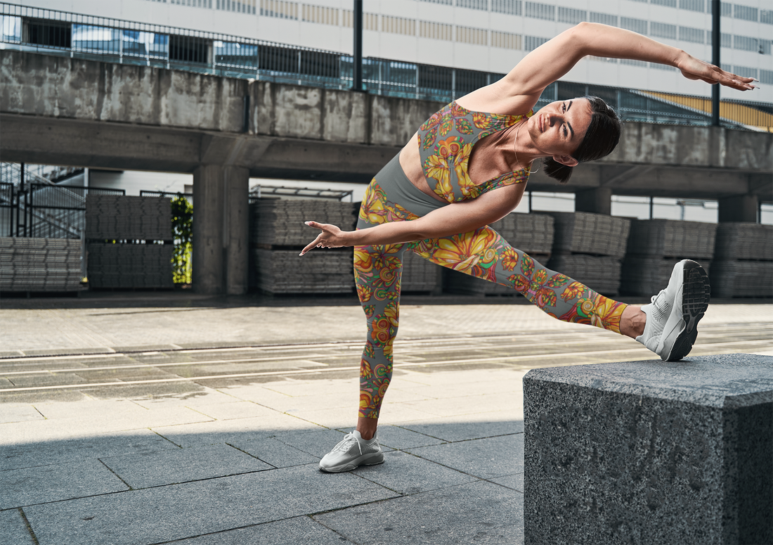 Ash Artsy Floral Racerback Sports Bra & Yoga Leggings Bundle