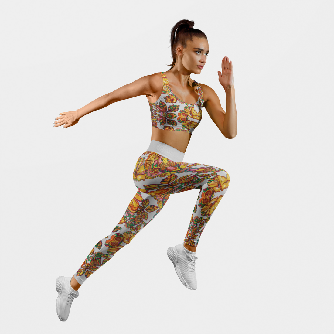 Slate Artsy Floral Sports Bra & Yoga Leggings Bundle