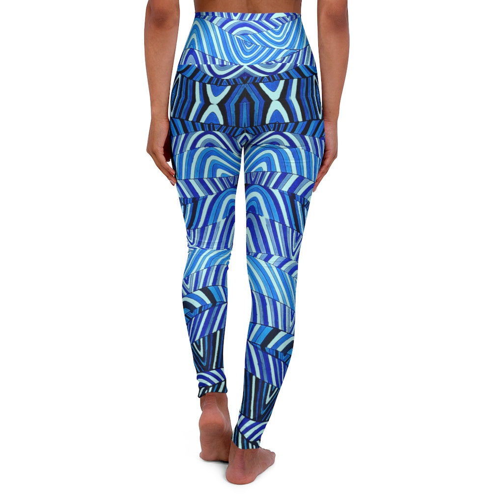 icy & blue psychedelic print yoga athleisure leggings for women
