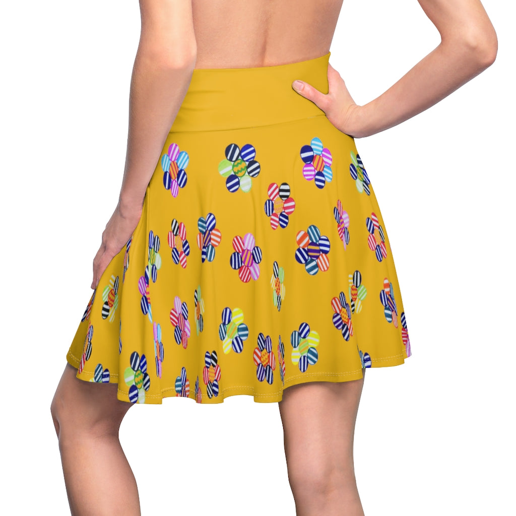 Yellow Candy Florals Skater Skirt