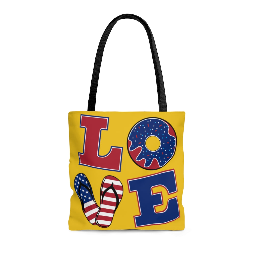 AOP American Love Yellow Tote Bag