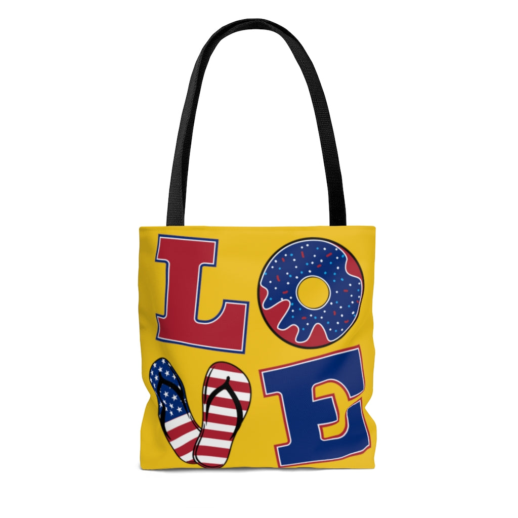 AOP American Love Yellow Tote Bag
