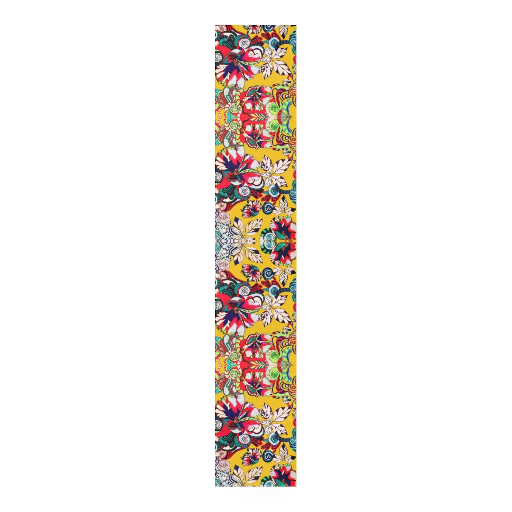 Artsy Floral Pop Yellow Table Runner