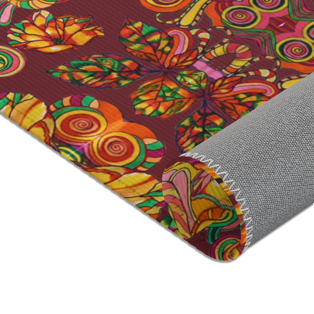 Artsy Floral Marsala Area Rug