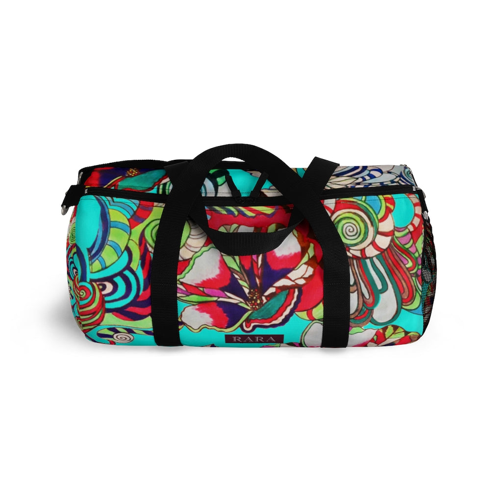 Artsy Floral Pop Cyan Duffel Bag