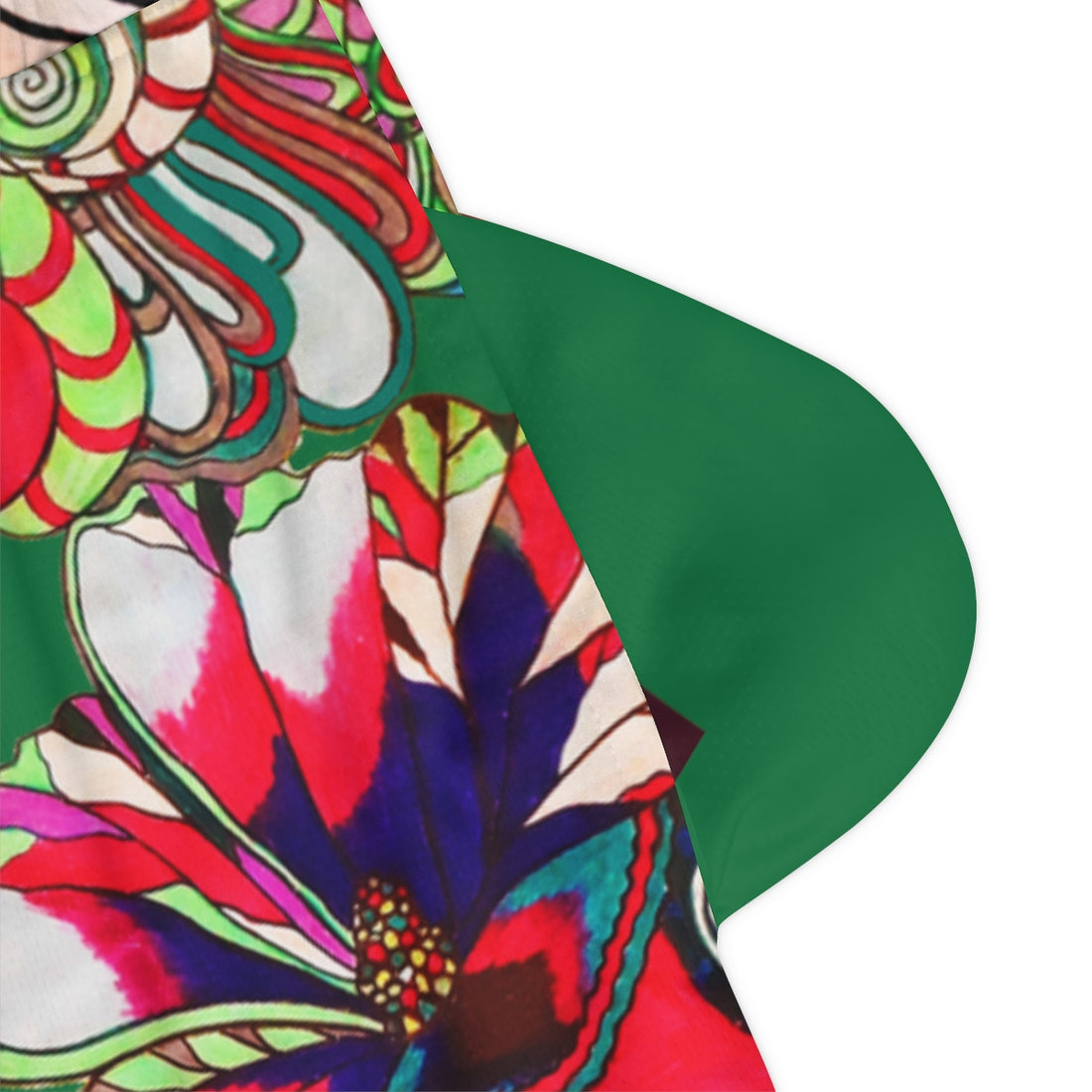 Green Graphic Floral Basketball Rib Shorts (AOP)