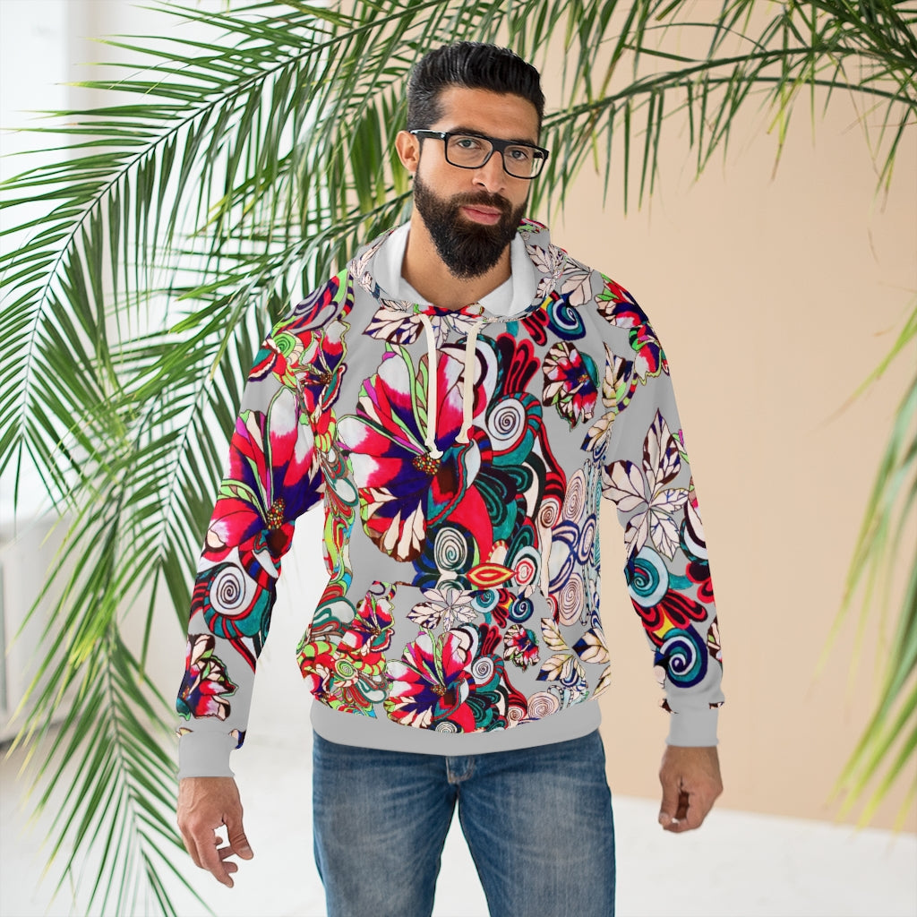 Artsy Floral Pop Pullover Slate Hoodie