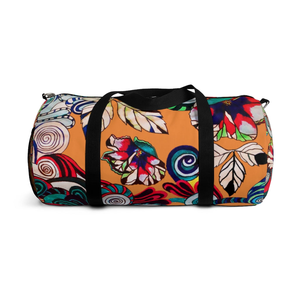 Artsy Floral Pop Peach Duffel Bag