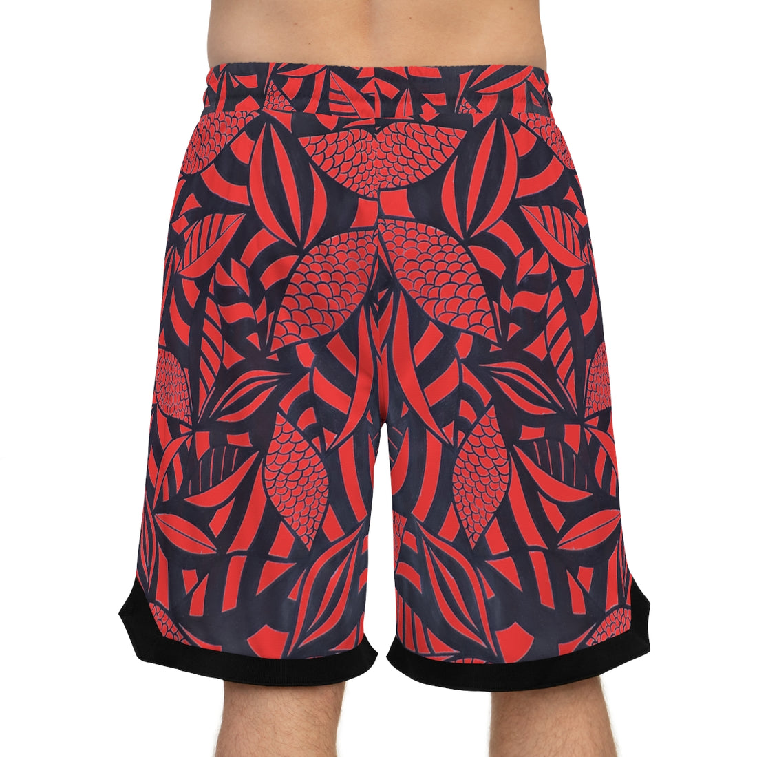 vermillion tropical print print basketball shorts