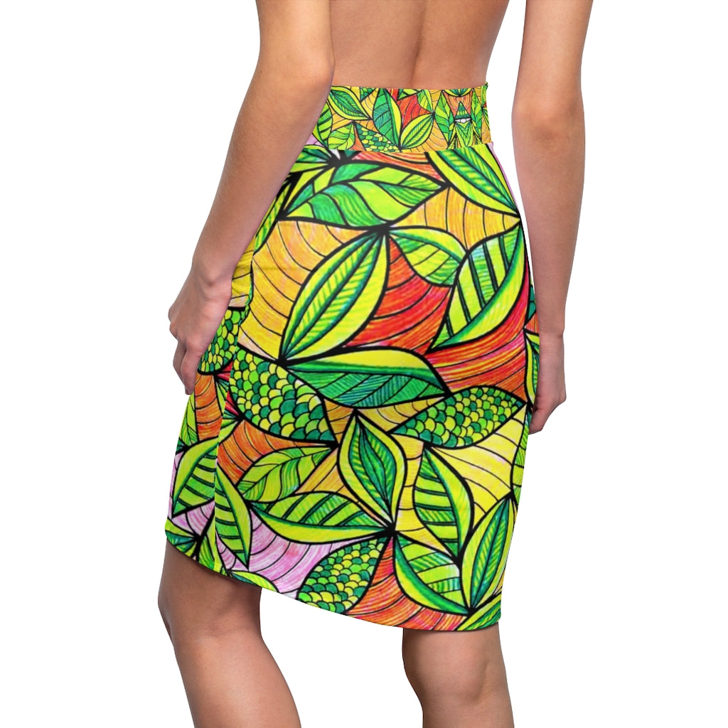 AOP Tropical Resort Pencil Skirt