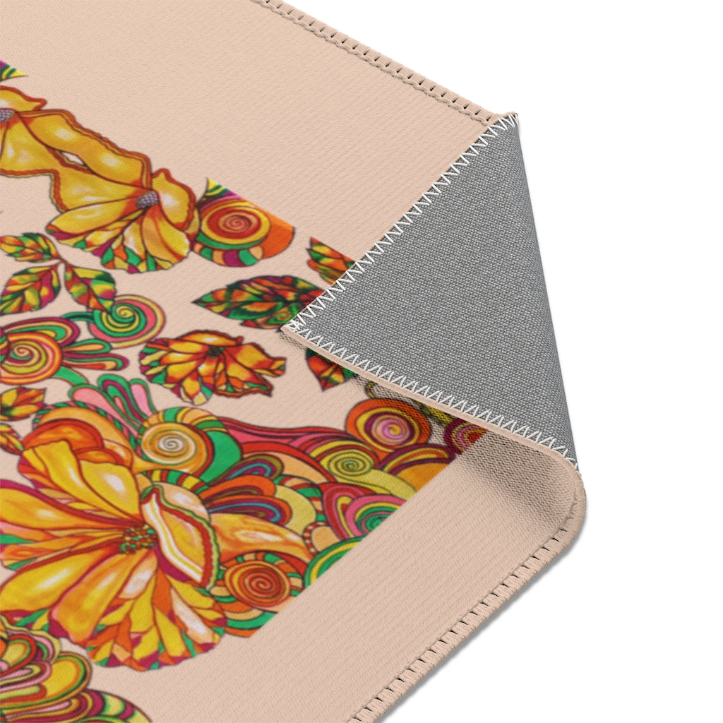 Artsy Floral Nude Area Rug