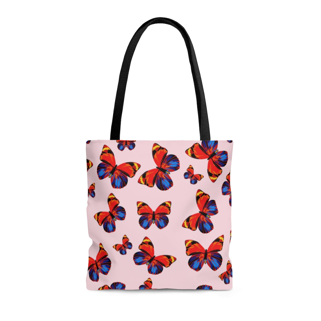 AOP Tangerine Butterflies Tote Bag