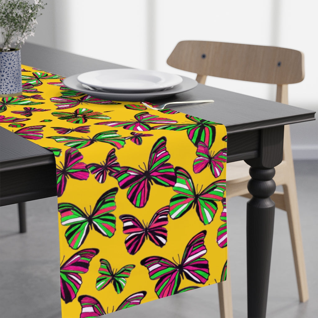 Butterflies Yellow Table Runner