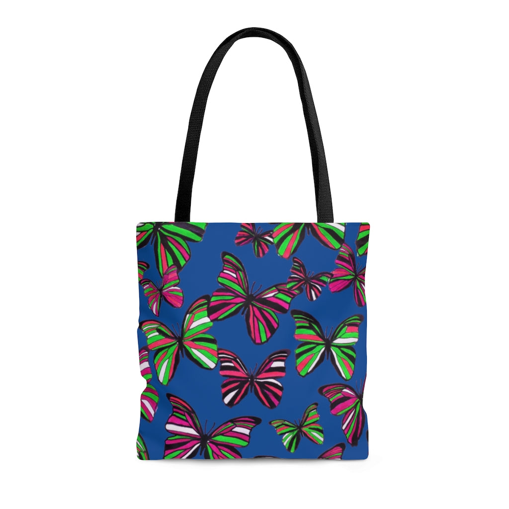 AOP Butterflies Royal Blue  Tote Bag