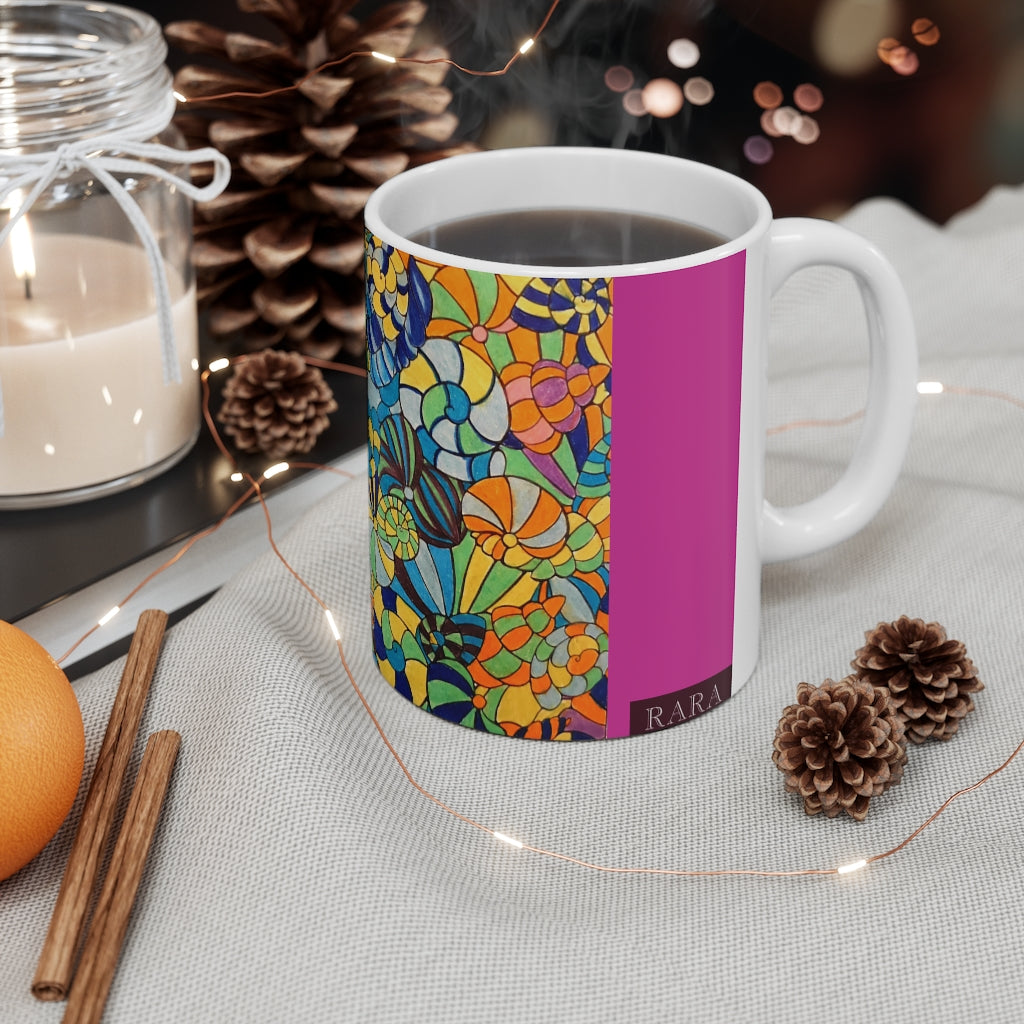 Vivid Ocean Blues Magenta Ceramic Mug 11oz