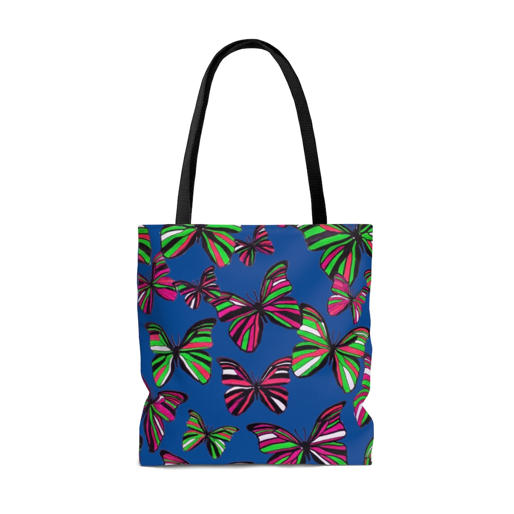 AOP Butterflies Royal Blue  Tote Bag