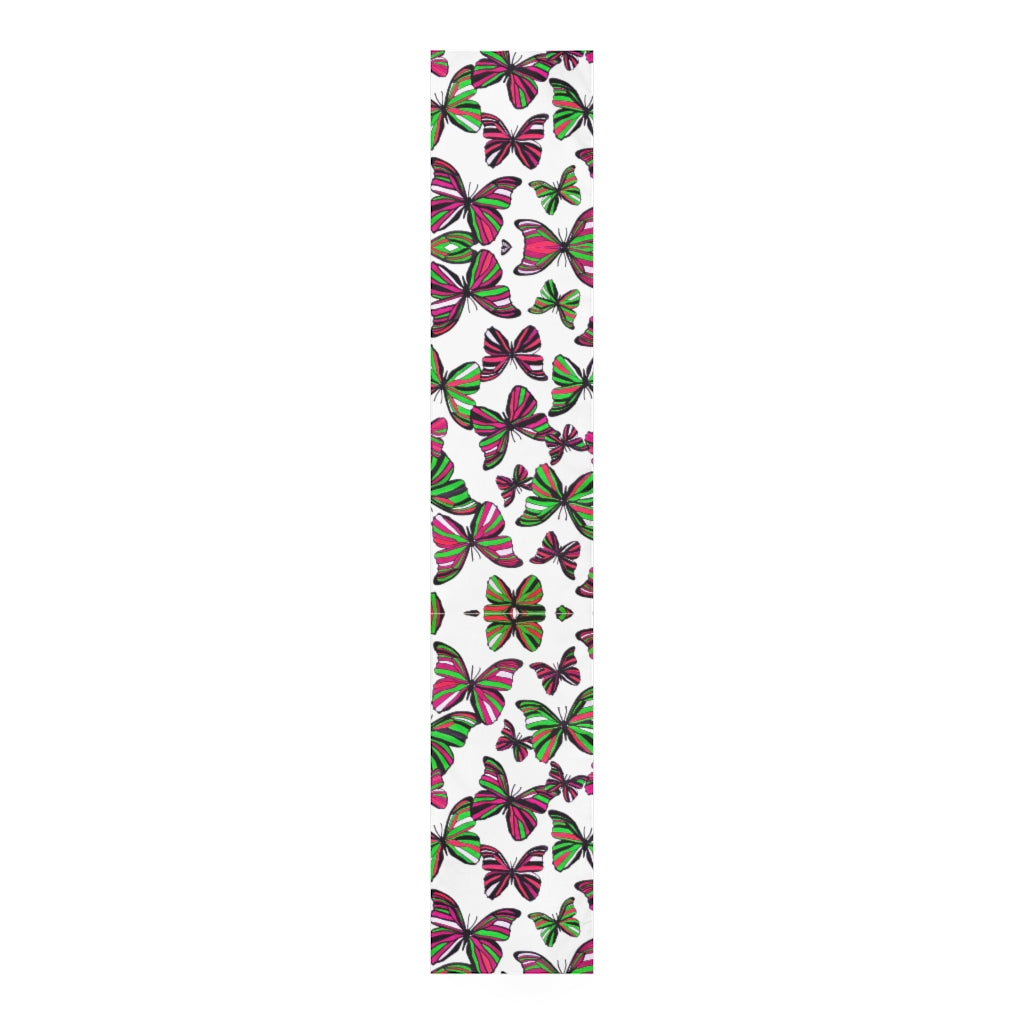 Butterflies White Table Runner