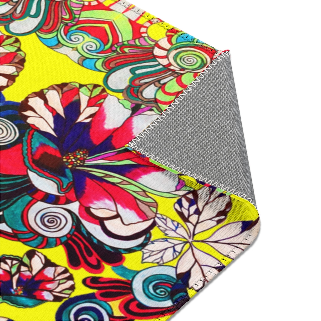 Artsy Floral Pop Canary Area Rug