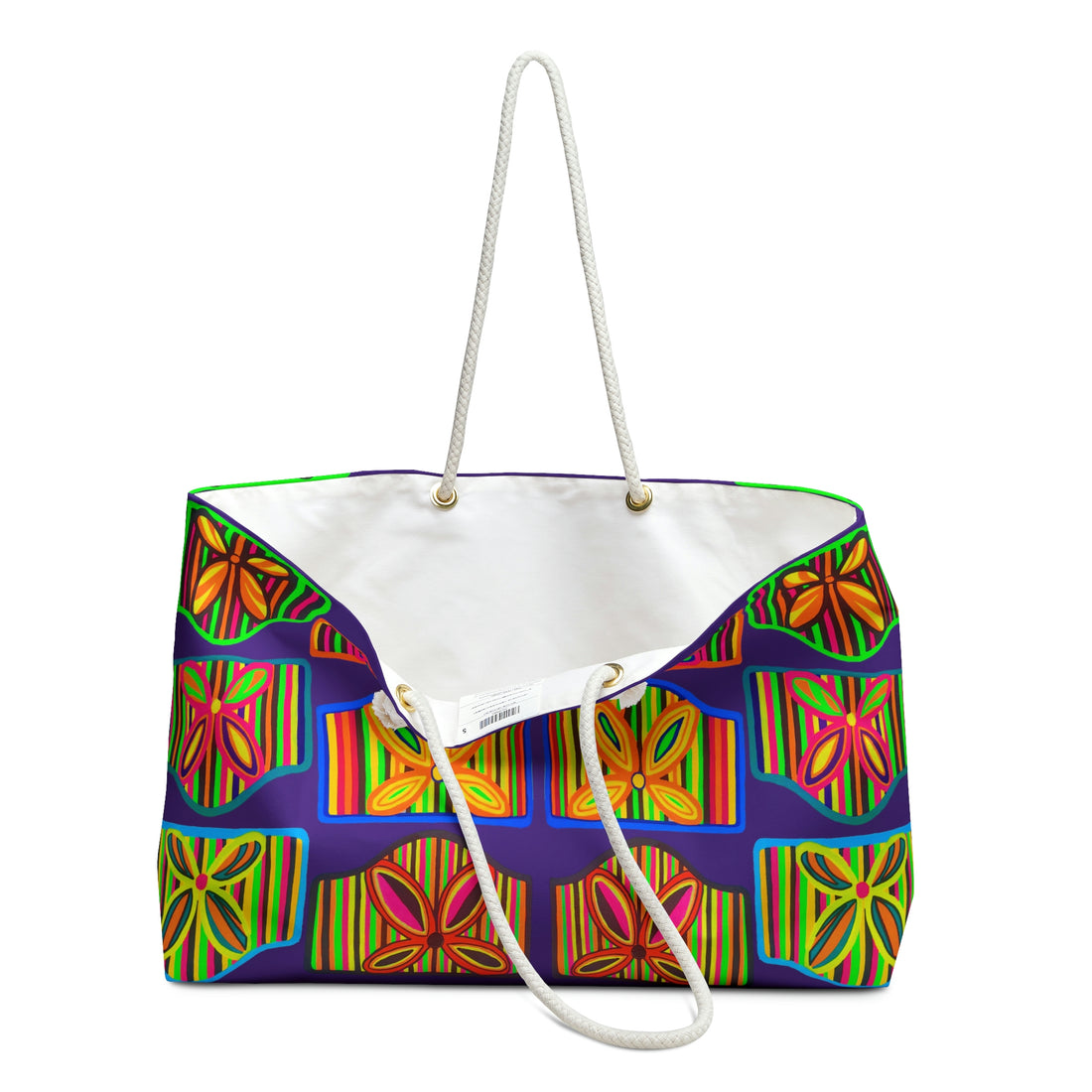 Purple Deco Print Weekender Tote Bag