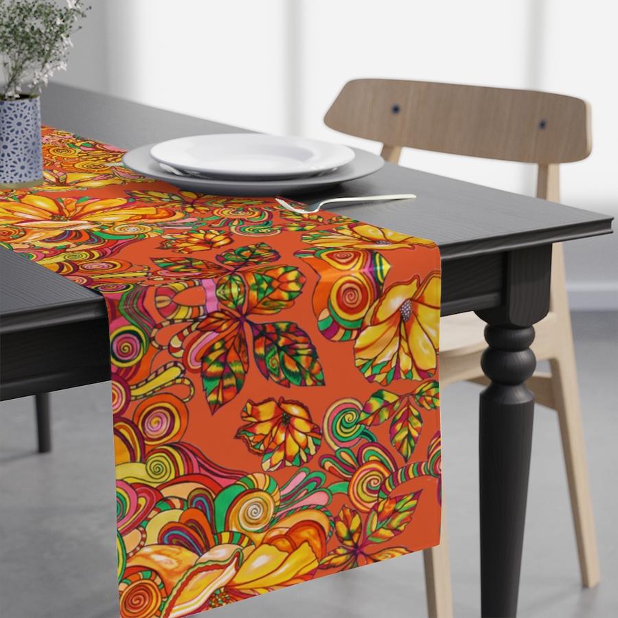 Artsy Floral Purple Table Runner