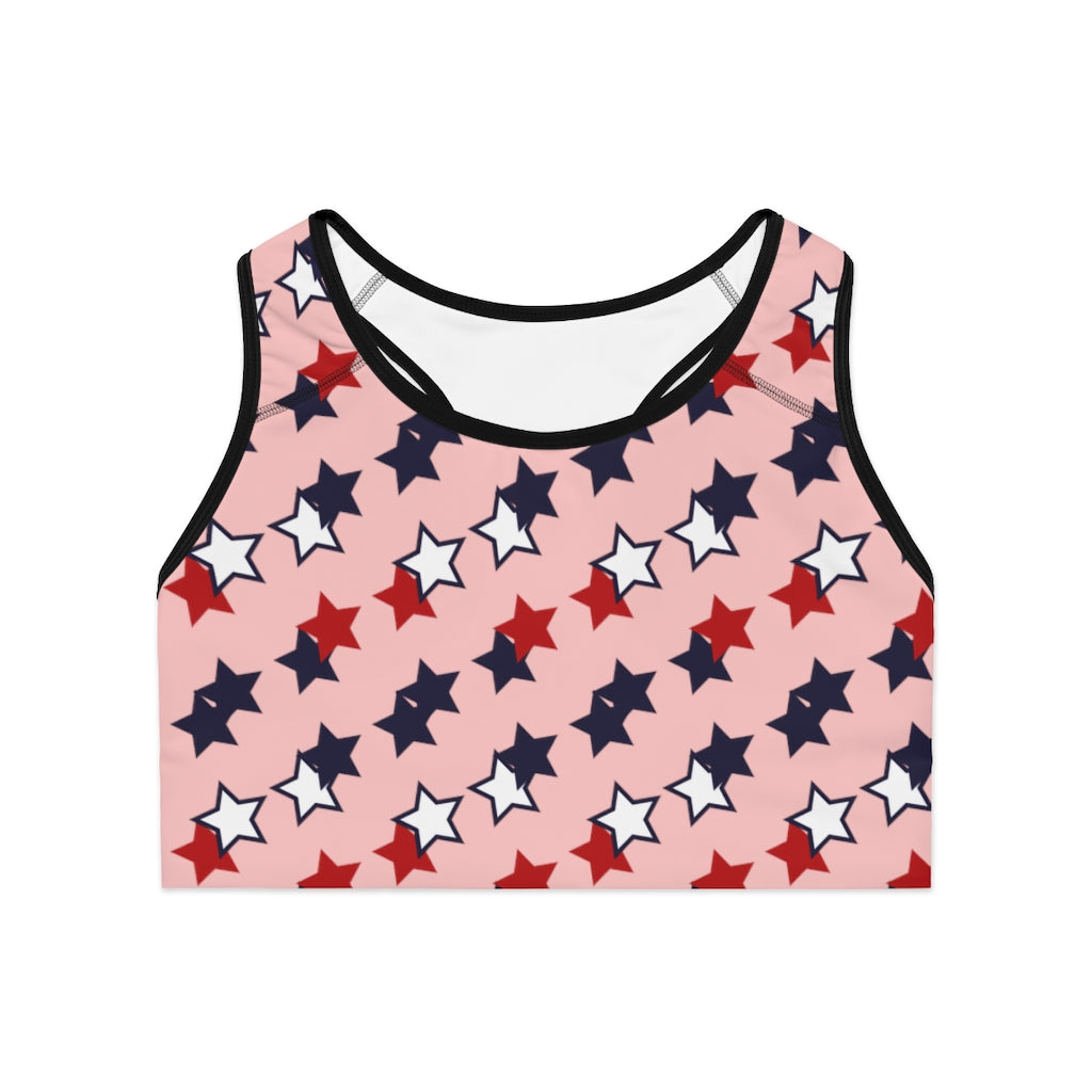 Blush Star Print (AOP) Sports Bra