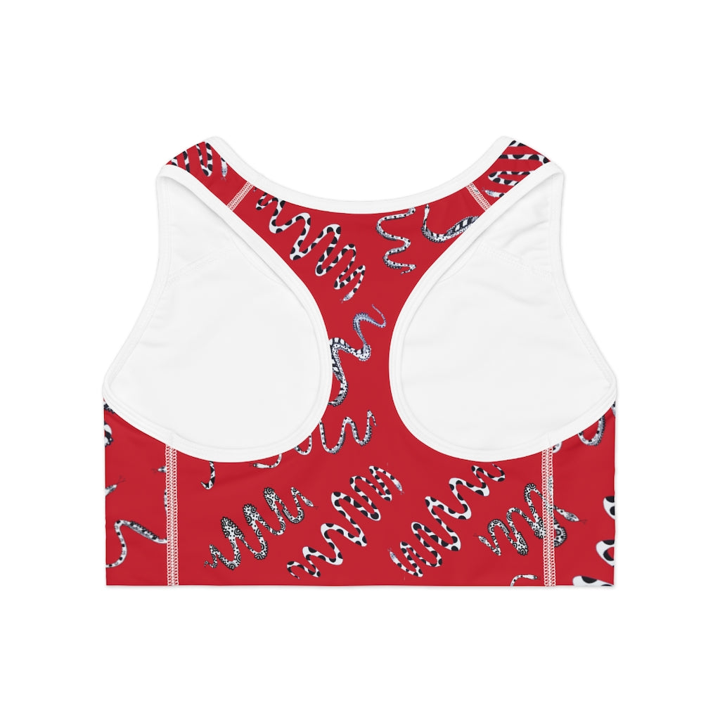 deep red snake print sports bra