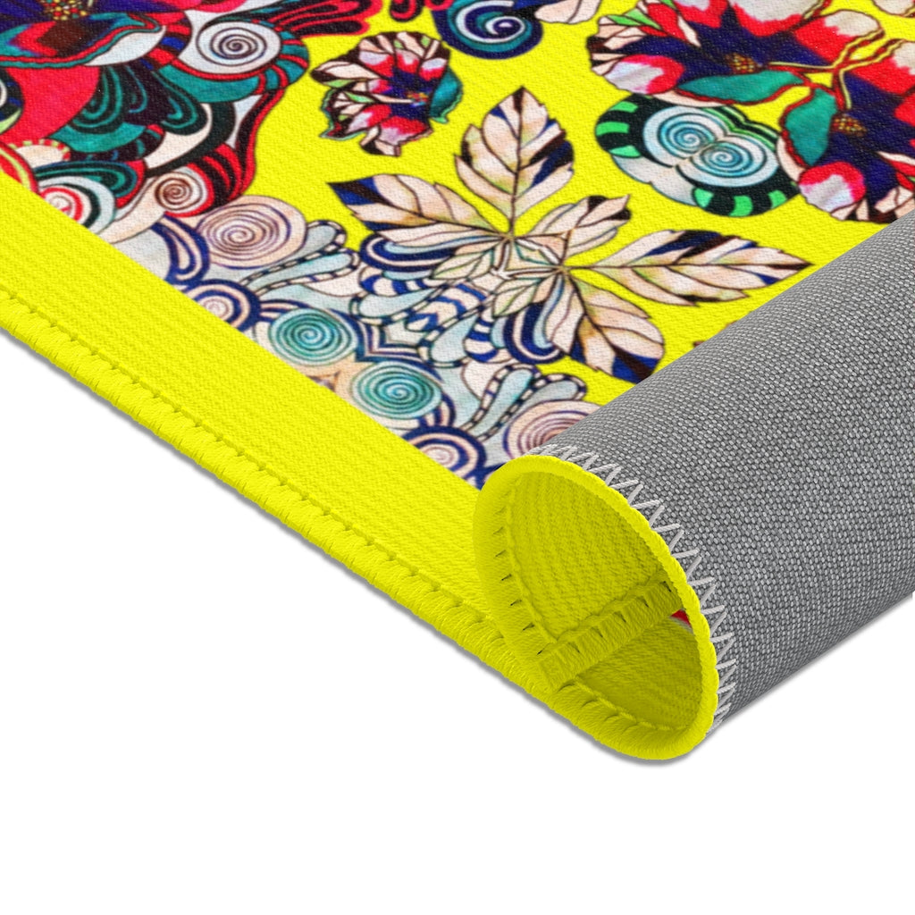 Artsy Floral Pop Canary Area Rug