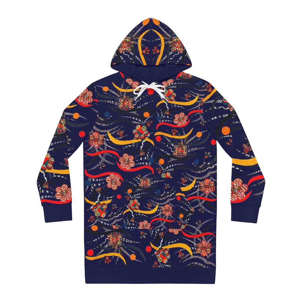 ink animal & floral print hoodie dress