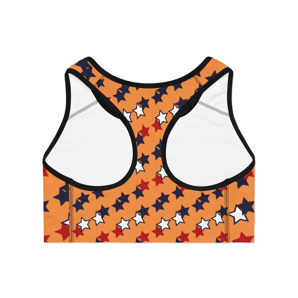 Peach Star Print (AOP) Sports Bra