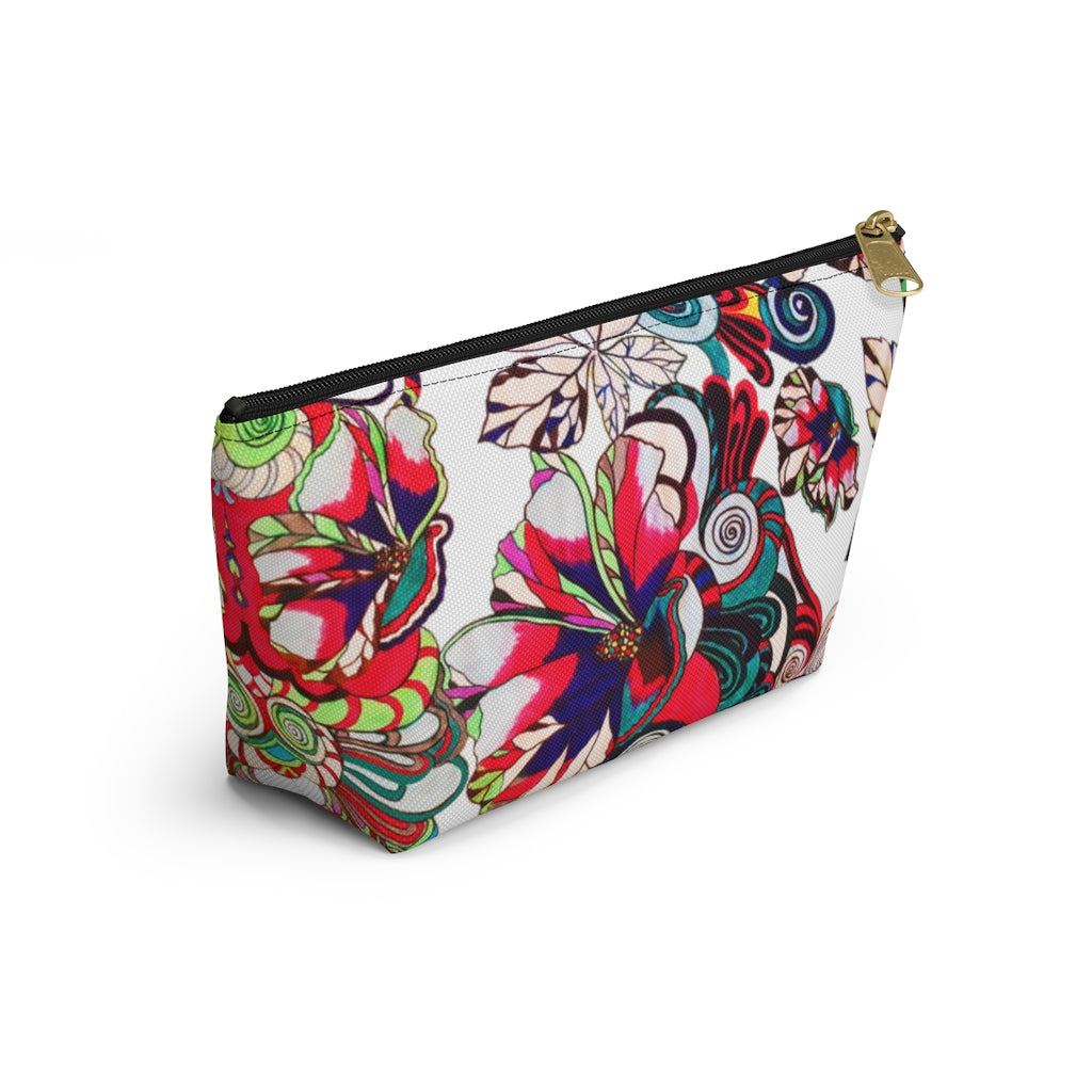 Floral Pop White Accessory Pouch